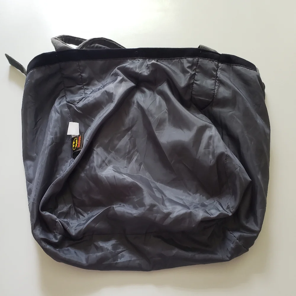 DC Comics Batman Tote Bag Pocket Lined Black Book Bag School Travel Gym NEW - Picture 5 of 12